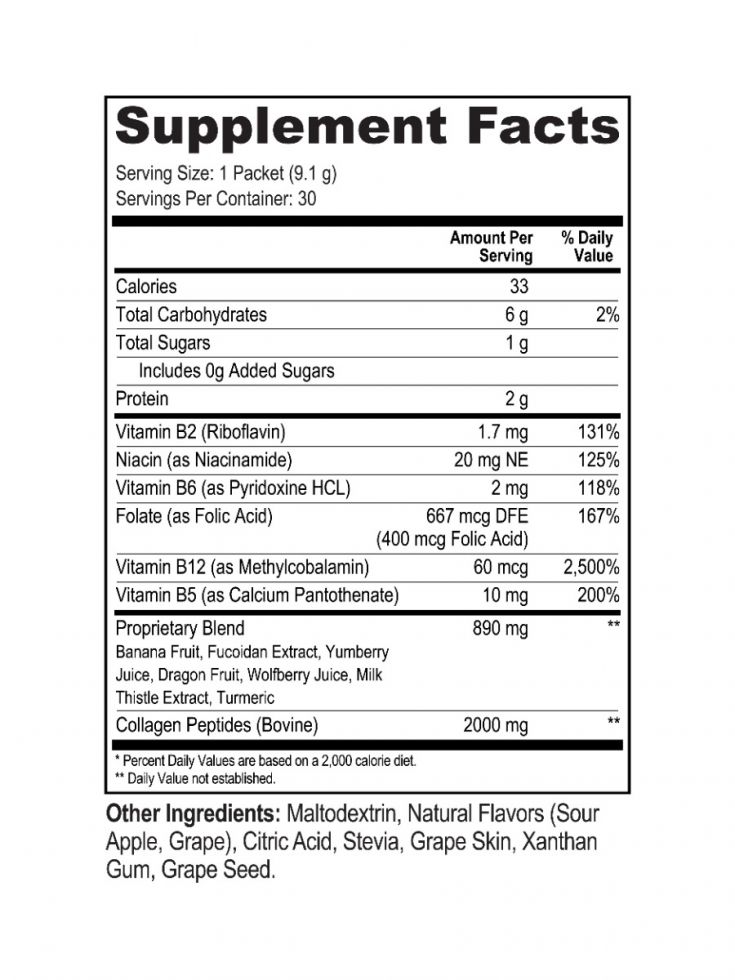 Zradical+ (Fucoidan, Collagen, & B Vitamins ) 30 Pouch